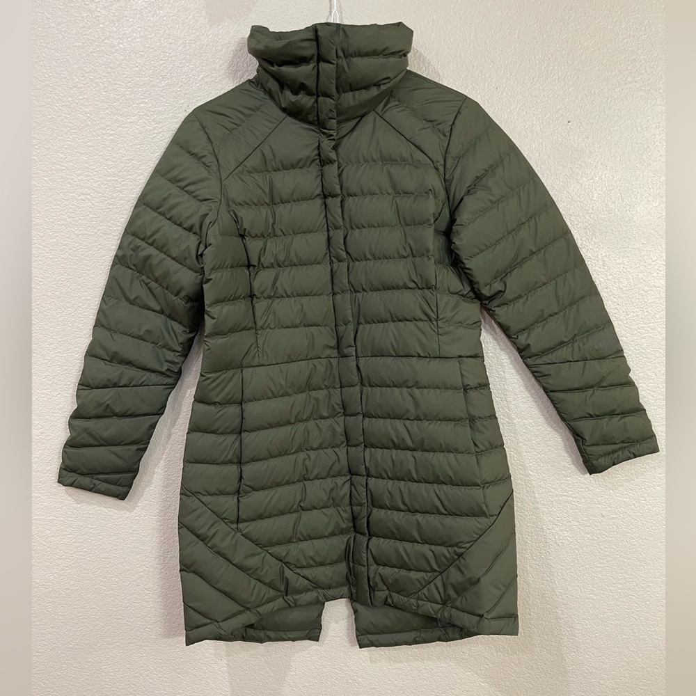 Marmot Quilted 700 fill down jacket long green women’s medium
